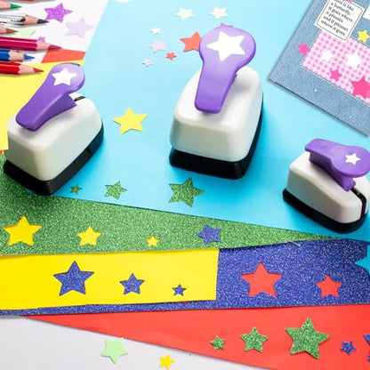 Star Punches for Paper Crafts 3/8", 1", 5/8" Set in Purple - size: 3/8 inch + 5/8 inch + 1 inch