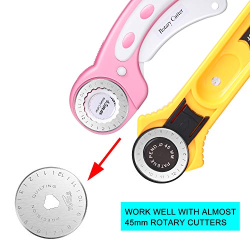 Mudder 45mm Rotary Cutter Blades 12 Pcs Replacement Rotary Blades for Arts Crafts Quilting Scrapbooking Sewing, 8 Types, Sharp and Durable