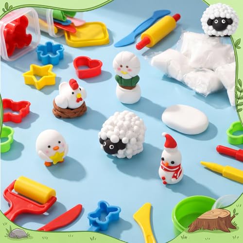 VioraWhite 100 Pcs Air Dry Clay Bulk Modeling Clay for Kids Lightweight Foam Modeling Clays DIY Molding Clays for Kids Adults Crafts Gifts School Project Supplies (White) - color: White