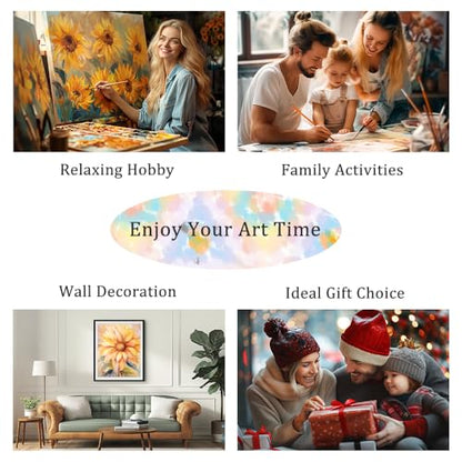 Natuyalo Paint by Numbers Kit for Adults Beginners and Kids, 16" Wx20 L Canvas Pictures Drawing Acrylic Paintwork with 3 Pcs Paintbrushes, Cactus in Wilderness - color: ART-04