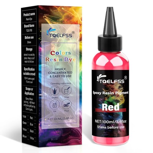 Red Epoxy Resin Pigment - 3.4 fl.oz / 100ml Concentrated Dye for Coaster,River Tables, Opaque Epoxy for DIY Art, UV Resin, Painting,Colorant for Jewelry Making - color: Red