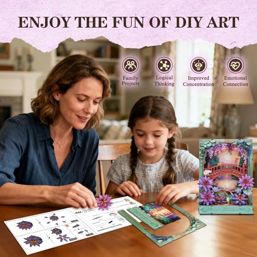3D Puzzles for Adults Water Lilies Wooden Bloom Craft with LED Light - color: Twilight Water Lilies