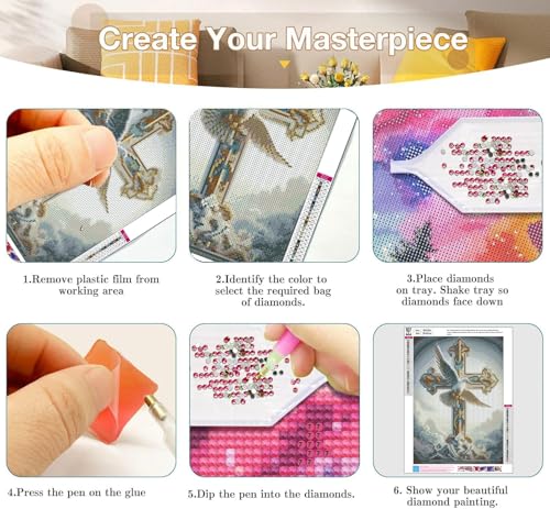 Axquilon 3 Pack Religious Diamond Art Kits for Adults 12x16inch | Cross Diamond Painting Kits for Adults, 5D Round Full Drill Christian Gem Art, Paint by Diamonds Pictures DIY Crafts Kits - color: 3 Pack Cross