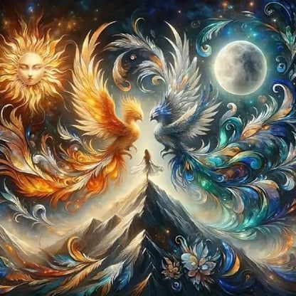 BOHADIY Phoenix Diamond Painting Kit for Adults - 5D Moon Art Kit for Beginners, Full Drill DIY Gem Art With Painting Kit for Home Wall Decor, 12 x 12 Inch