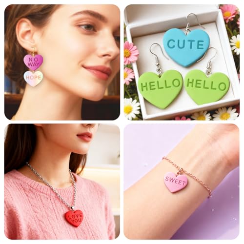 20pcs Heart Shape Polymer Clay Cutter Set with Inspiring Words Clay Cutters for Jewelry Making - color: Inspiring Words