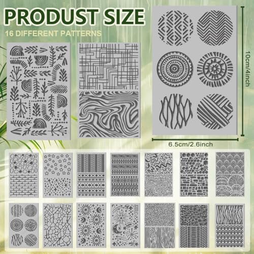 CHGCRAFT 16 Sheets 16 Styles Natural Knitted Texture Polymer Clay Texture Mat Sun Moon Stars Modeling Pattern Pad Bohemian Texture Sheets for Polymer Clay Making Earrings Jewerly Tools, 4×2.6 inch - style: Natural Scenery