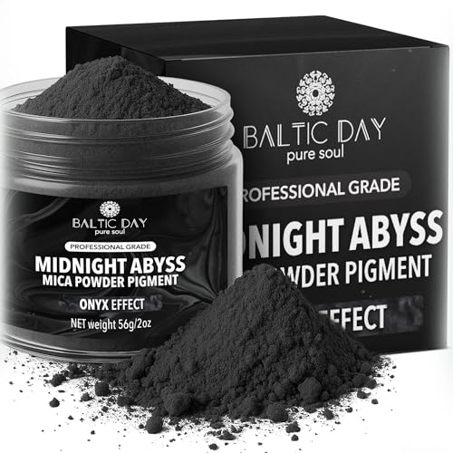 BALTIC DAY Midnight Abyss Black Mica Powder 2 oz (56g) – Deep Black Pigment for Epoxy Resin, Soap Making, Candle Dye, Slime, Nail Art, Bath Bombs, Acrylic Pouring & Crafts - color: Midnight Abyss