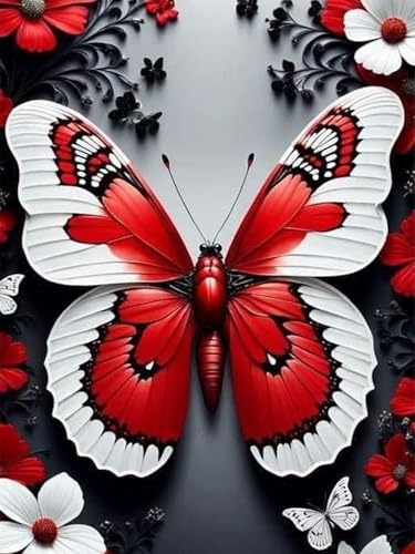 DFPSCLLA 5D Diamond Painting Kits for Adults-Butterfly Diamond Art Kits for Adult Beginners, DIY Full Round Diamond Painting Gem Art and Crafts Home Wall Decor 12x16inch - color: Butterfly diamond painting
