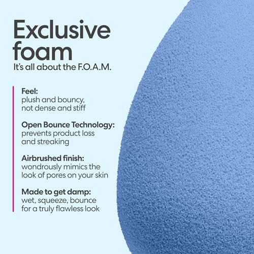 Beautyblender Denim Makeup Sponge, Streak-Free Finish, Vegan | Super-soft blending foam for foundations, powders & creams, reusable & washable, vegan & cruelty-free, made in USA - color: Denim (Limited-Edition)