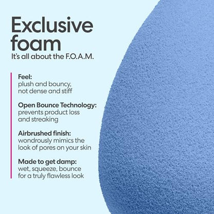 Beautyblender Denim Makeup Sponge, Streak-Free Finish, Vegan | Super-soft blending foam for foundations, powders & creams, reusable & washable, vegan & cruelty-free, made in USA - color: Denim (Limited-Edition)