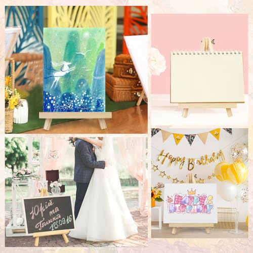ESRICH 11.8in Wood Easels, Tabletop Painting Display Easels | Painting Party Easel, Kids Student Tabletop Easels for Painting, Portable Canvas Photo Picture Sign Holder（4 Pack ） - style: 11.8''-4PK