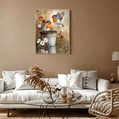 Cute Birds Paint by Number Adult, DIY Acrylic Painting Kits 16x20inch - color: Robin Birds, size: 16x20inch