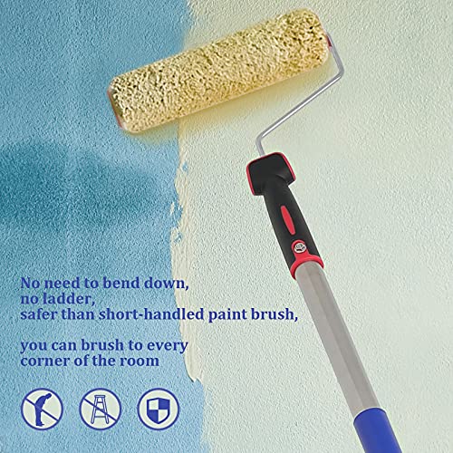 FLY HAWK Paint Roller,4 FT Brush kit Multi-Function Paint Roller kit with House Paint Roller Brush Stainless Steel Pole, New Splicing Rod, Mural Brush for Walls and Ceiling (White) (4 FT) - size: 4 Feet