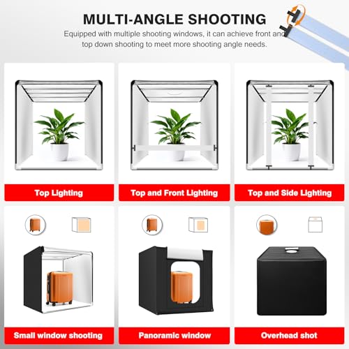 Photo Light Box, 39 inch Photography Light Box with 210 LEDs Lights & 4 Color Backgrounds Professional Dimmable Shooting Tent Kit for Large Product Photography - size: 39 x 39 inches