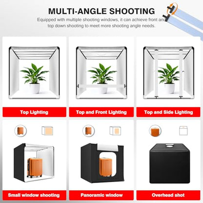 Photo Light Box, 39 inch Photography Light Box with 210 LEDs Lights & 4 Color Backgrounds Professional Dimmable Shooting Tent Kit for Large Product Photography - size: 39 x 39 inches