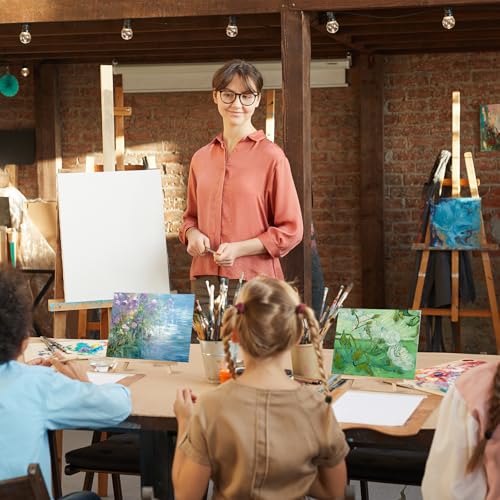 MotiMind 36 Pcs 8 x 10 Mini Canvas and 9" Easel Set Bulk for Paint Party | Painting Art Crafts for Back to School Classroom Birthday Valentine Christmas Mother's Day End of School Year Gifts - size: 8 x 10 Inch