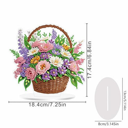 ARPADAMO Tabletop Ornament Diamond Art Kit for Adult Pretty Flower Basket | 5D DIY Special Shaped Crystal Double Sided Rhinestone Stand Diamond Painting Art Kits,Placement Ornament Gift Home Garden - color: DP03972