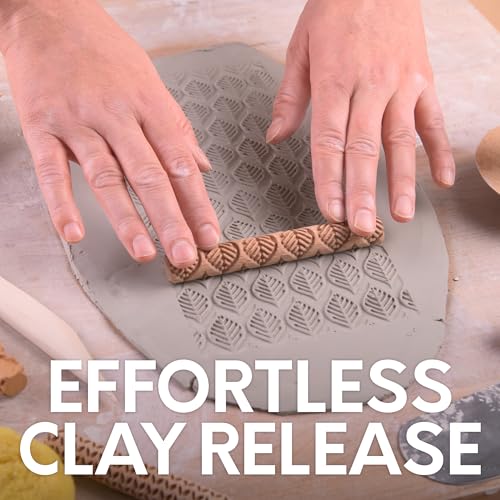 Byllstore Clay Texture Rollers | 10-Pack | 5 in x 0.65 in | Premium Wooden Pottery Tools | Set A - color: 10-Pack | 5" x 0.65" | SET A