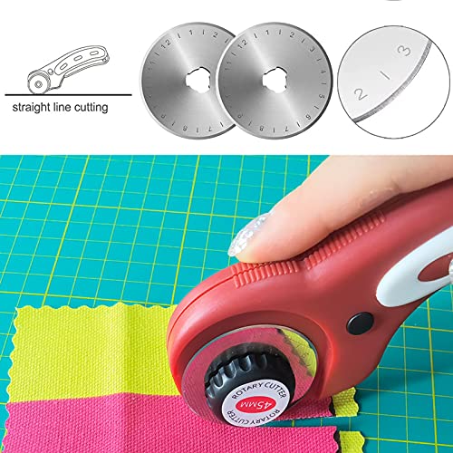 45mm Rotary Cutter Blades 5-Pack Replacement Blades Fits Fits Fiskars, OLFA,Martelli,Dremel,Truecut,DAFA for Quilting Scrapbooking Sewing Arts & Crafts Sharp and Durable Cutter Blade (silver) - color: Silver (45mm 5pcs)