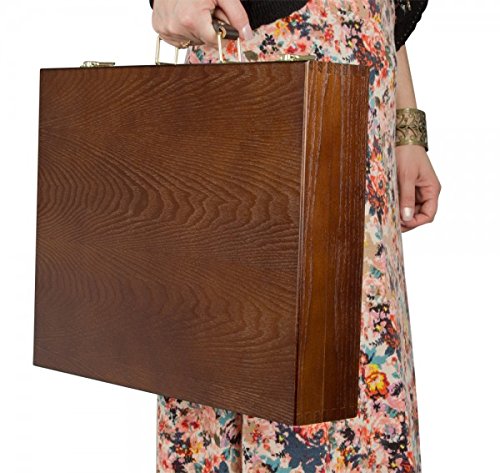Creative Mark Capri 2 Deluxe Wood Artist Paint Box - Storage for Art Supplies, Paints, Mediums, Brushes, Compartment Storage, Lightweight, Travel - [Oil-Stained – Dark Walnut Finish] - color: Walnut