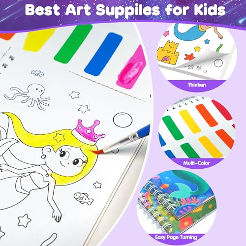 ZIZZ 24Pack Paint with Water Coloring Books for Kids Ages 4-8 Party Favors No-Mess Travel Activity Arts and Crafts Classroom Prizes Birthday Gifts Goodie Bag Stuffers - color: 24PCS-8Style