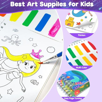 ZIZZ 24Pack Paint with Water Coloring Books for Kids Ages 4-8 Party Favors No-Mess Travel Activity Arts and Crafts Classroom Prizes Birthday Gifts Goodie Bag Stuffers - color: 24PCS-8Style
