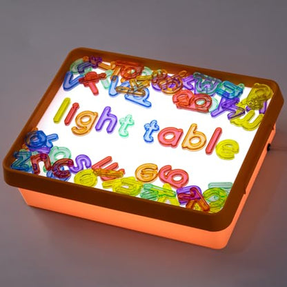 Light Box with Letters & Cards Set (Orange) | Educational Toys for Tracing, Sensory Play & Early Learning, Light Table for Kids - style: Orange