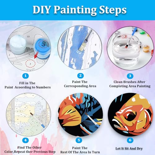 Artunion Framed Paint by Numbers Kit for Adults Beginners & Kids Ages 8-12, Abstract Koi Fish Paint by Number with Frame, Animal Paint by Numbers Kit on Canvas 10 * 10 Inch Without Easel - color: ZXT-397-F
