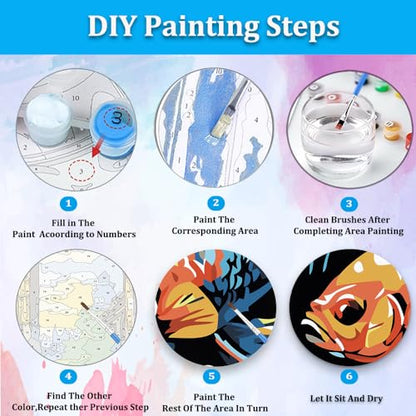 Artunion Framed Paint by Numbers Kit for Adults Beginners & Kids Ages 8-12, Abstract Koi Fish Paint by Number with Frame, Animal Paint by Numbers Kit on Canvas 10 * 10 Inch Without Easel - color: ZXT-397-F