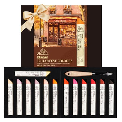 PHOENIX Earth Tone Oil Paint Stick - Set of 12 Warm Colors 37ml Large Soft Water Soluabl Oil Pastels for Artists - color: 12 Warm Colors