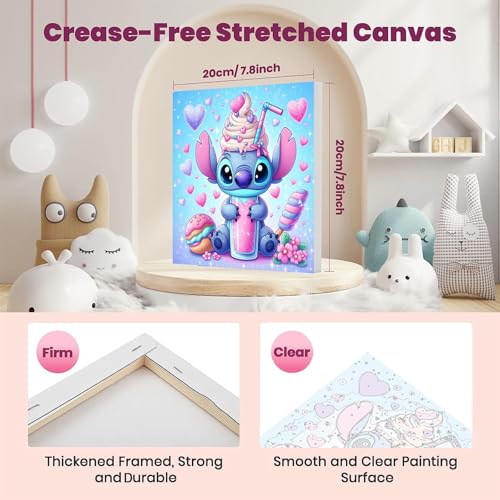 4 Pack Cartoon Paint by Numbers for Kids with Framed Canvas - Wooden Easel - color: BKH1281+BKH1282+BKH1283+BKH1284