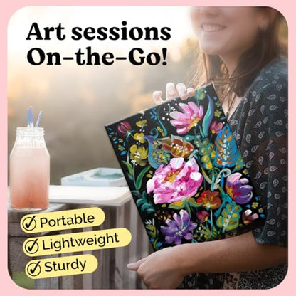 Chalkola 25 Square Black Canvas for Painting - Primed Cotton Art Boards | Panels (25 Pack) 4x4, 6x6, 8x8, 10x10, 12x12 inch (5 Each) - Painting Canvases 100% Cotton, Acid Free for Adults & Artists - size: 25 - 4x4, 6x6, 8x8, 10x10, 12x12, style: Black