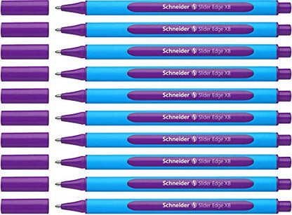 Schneider Slider Edge XB (Extra Broad) Ballpoint Pen, 1.4 mm, Light Blue Barrel, Violet Ink, Box of 10 Pens (152208) - color: Violet, size: 1 Count (Pack of 10)