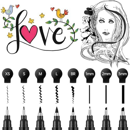 GETHPEN Calligraphy Brush Pen Set, Black Archival Ink for Hand Lettering - color: Black