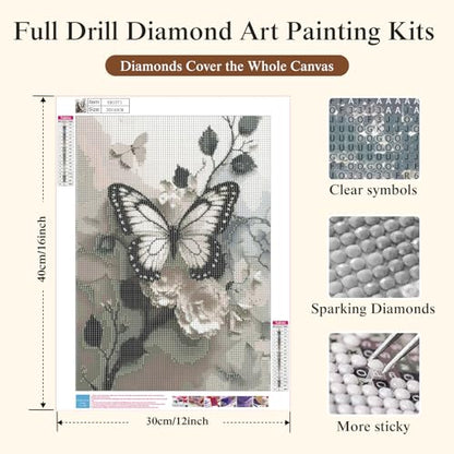 Butterfly Diamond Painting Kits for Adults,Flowers Diamond Art Kits - color: KM1071-1