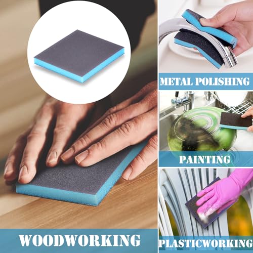 16Pcs 80 Grit Sanding Sponge, Jamiikury Sanding Blocks Washable and Reusable, Wet Dry Sandpaper Sponge for Wood Metal Furniture Paint and Drywall - size: 80 Grits