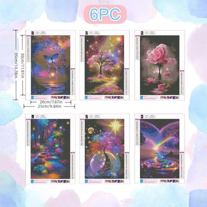 6 Pack Butterfly Flower Diamond Art Kits for Adults, 5D Diamond Art Sets - color: KM693+694+695+696+697+698-1
