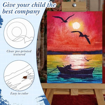 Sherr 24 Pcs Pre Drawn Canvas for Painting Adult Pre Printed Canvas Bulk Sip and Paint Kit Stretched Panels Paint Set for Theme Valentine Painting Night Party Favor(Mountain,8 x 10 Inch) - size: 8 x 10 Inch, style: Mountain