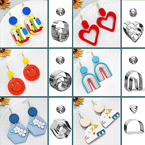 Clay Earring Making kit,32 Cutters,24 Clay,30 Hooks&Rings,Gift Box for Teen