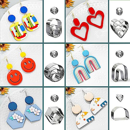 Clay Earring Making kit,32 Cutters,24 Clay,30 Hooks&Rings,Gift Box for Teen