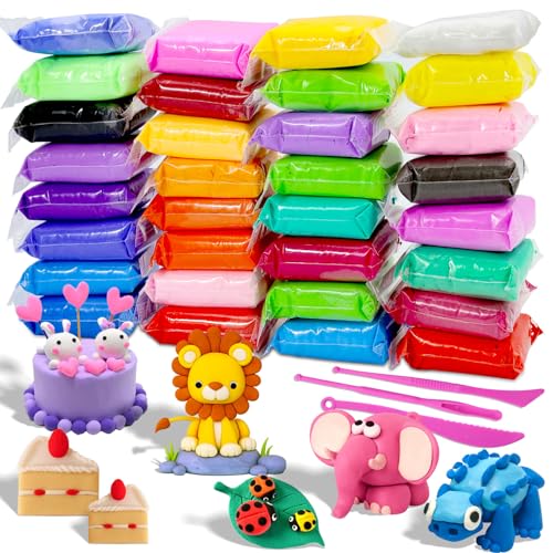 MuseLuxe Air Dry Clay - 32 Colors Modeling Clay Kit with 3 Sculpting Tools | Safe & Non-Toxic,Crafts DIY Magic Gifts Toys for Boys,Girls,Kids - color: 32 Colors