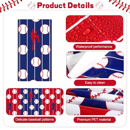 Kochorie 2 Pcs Baseball Tablecloths, 54 x 108 Inch Disposable Baseball Party Table Cover, Plastic Rectangular Baseballs Pattern Table Cloth for Sports Event Birthday Party Supplies - style: Baseball