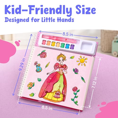 JoyCat Mix & Match Paint with Water Coloring Books with Stickers (Princess) - style: Princess