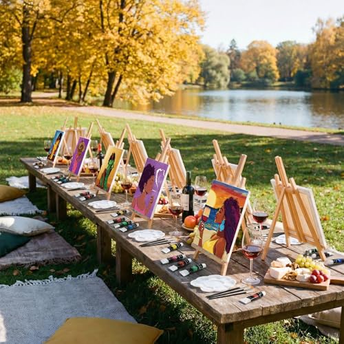Cholemy 36 Pcs Paint and Sip Kit Gift for Adults 8''x10'',Wine Lady | Pre Drawn Canvas, Painting DIY Afro Acrylic Painting Kit, Wood Easel Brushes, Date Night Bulk, Summer Halloween Party - style: Wine Lady