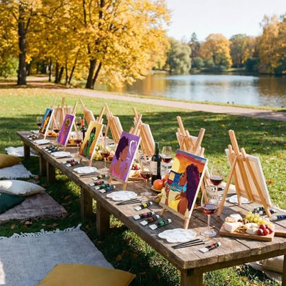Cholemy 36 Pcs Paint and Sip Kit Gift for Adults 8''x10'',Wine Lady | Pre Drawn Canvas, Painting DIY Afro Acrylic Painting Kit, Wood Easel Brushes, Date Night Bulk, Summer Halloween Party - style: Wine Lady