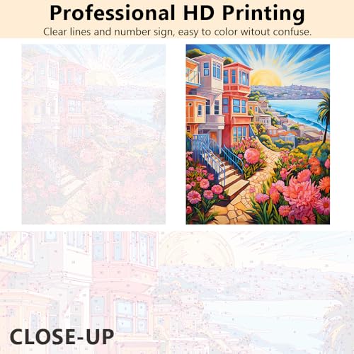 TUMOVO Adults' Acrylic Paint Number Kits - Sea View Landscape DIY Painting, 16 x 20 Inch - color: Landscape