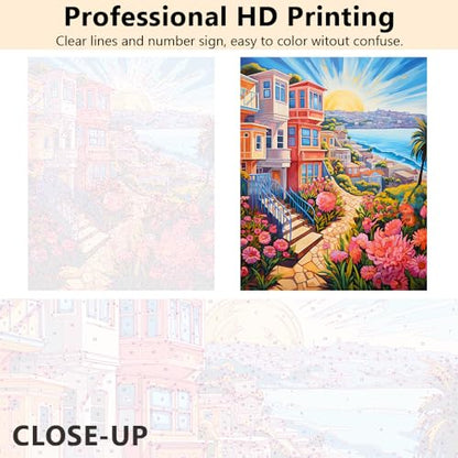 TUMOVO Adults' Acrylic Paint Number Kits - Sea View Landscape DIY Painting, 16 x 20 Inch - color: Landscape