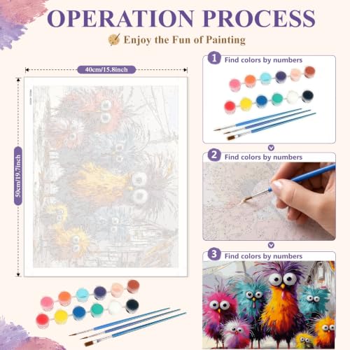 Funny Chicken Paint by Numbers Kit On Canvas for Adults Beginners 16x20In - color: PB502-1
