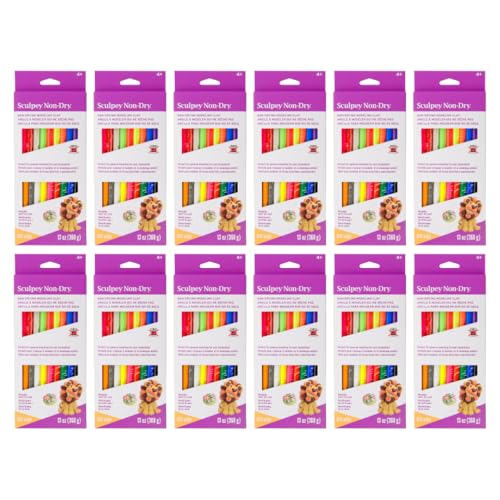Sculpey Non-Dry Modeling Clay 20-Piece Sampler Set, 13 oz. (368 g), Non-Drying, Reusable, Variety Pack of 20 Colors, Great for Claymation and Modeling, Case Pack of 12 Packs, 240 Pieces Total - size: 20 Count (Pack of 12)