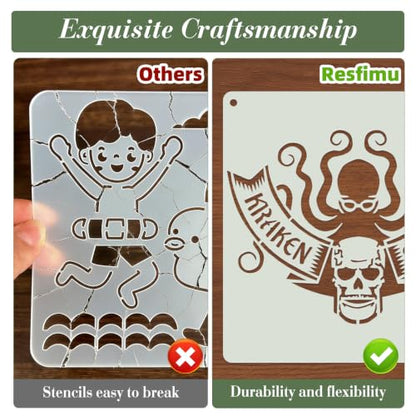 Skull Pirate Stencils for Crafts Reusable 15Pcs Stencils(5.9X5.9 Inch) - color: Skull 5